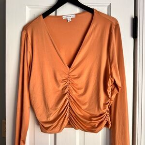 Women's Orange Ruched Crop Top